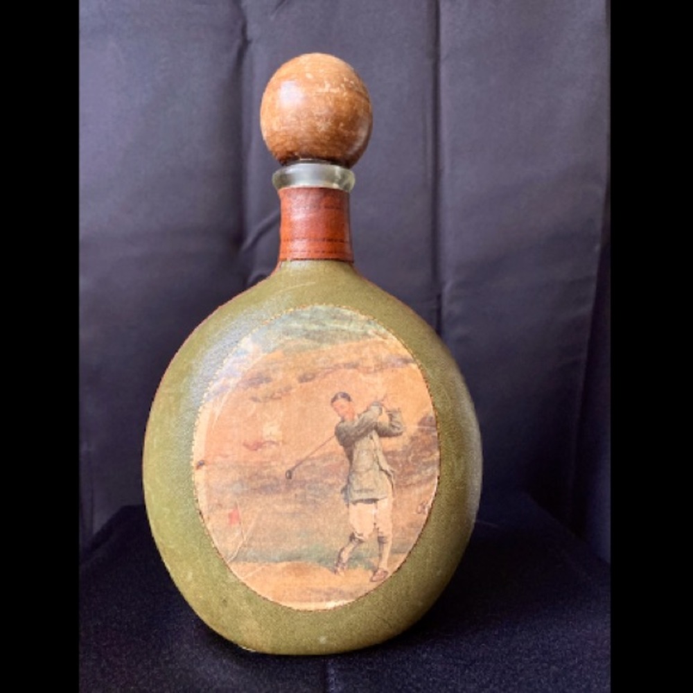 Fausto Corduri Vintage Leather Bottle/Decanter Golf